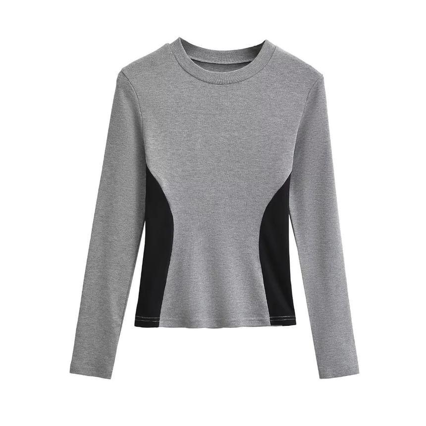 Long-Sleeve Crewneck Plain Tee Product Image