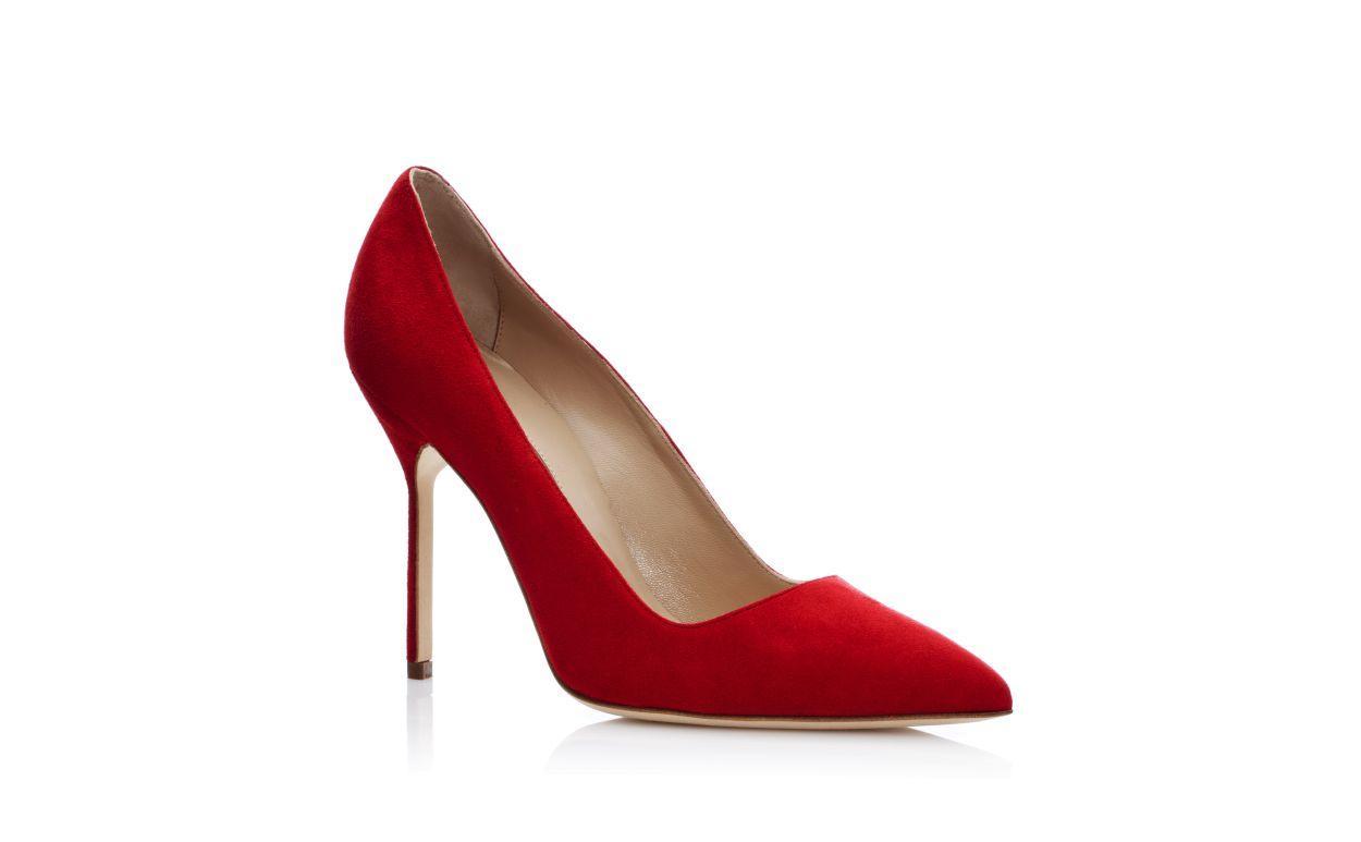 BB Red Suede Pointed Toe Pumps Product Image