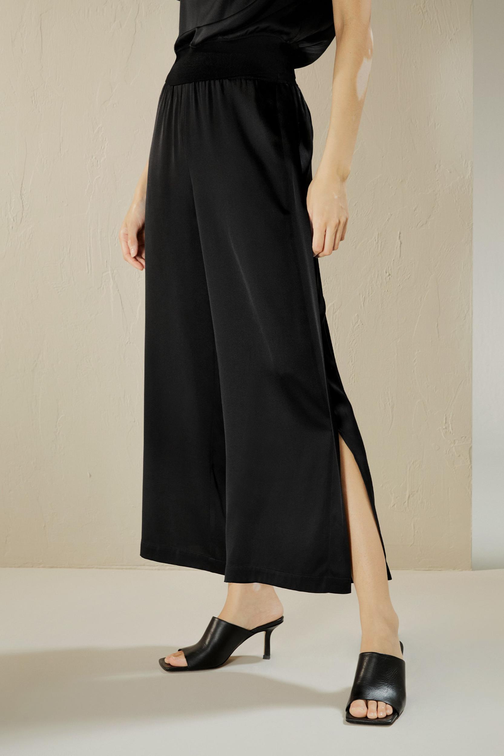 Wide leg cropped silk pants Product Image
