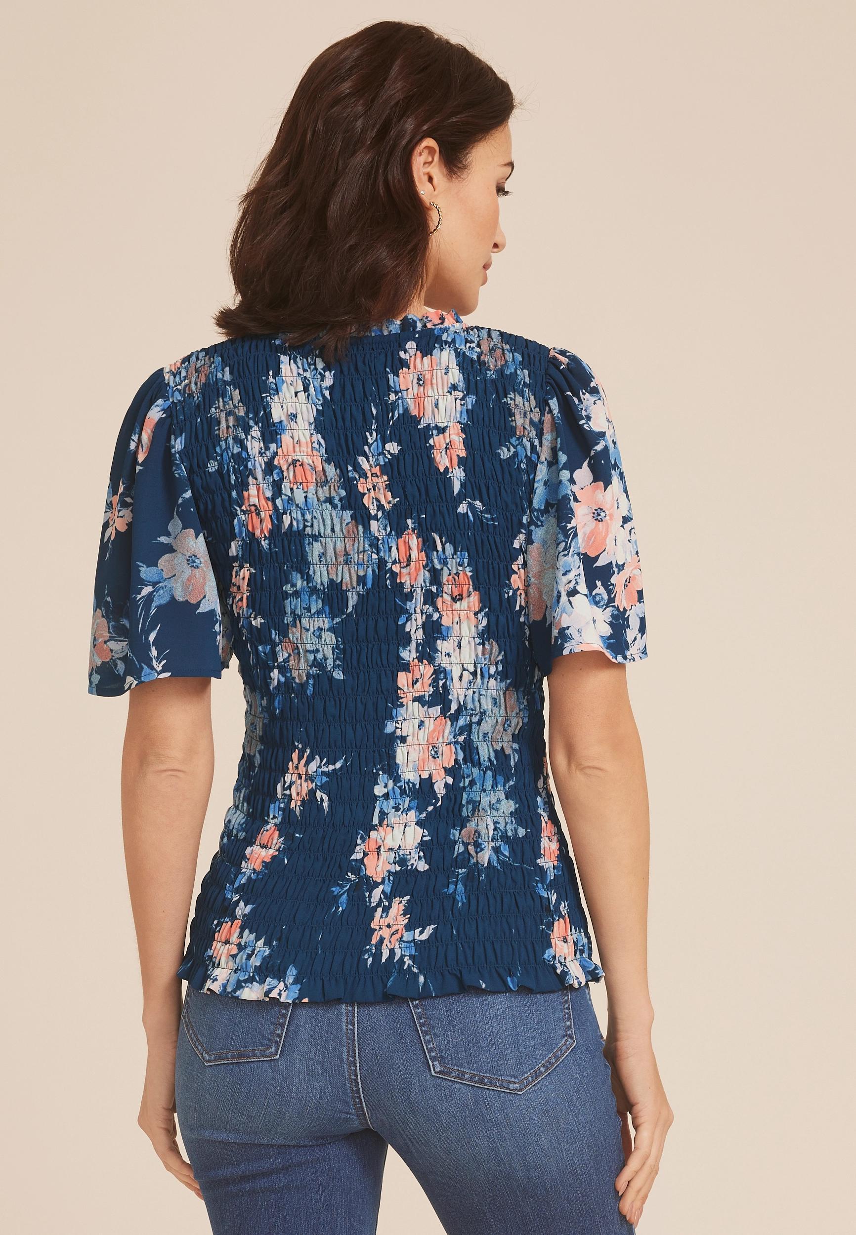 Printed Smocked Blouse Product Image