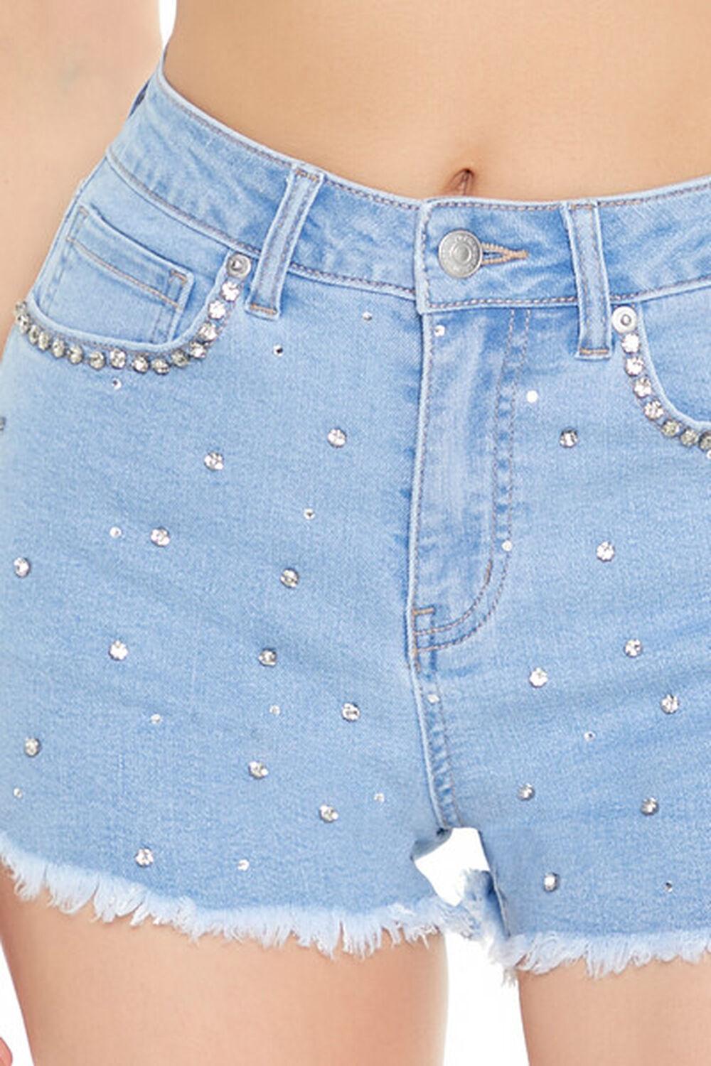 Faux Gem Frayed Denim Shorts | Forever 21 Product Image