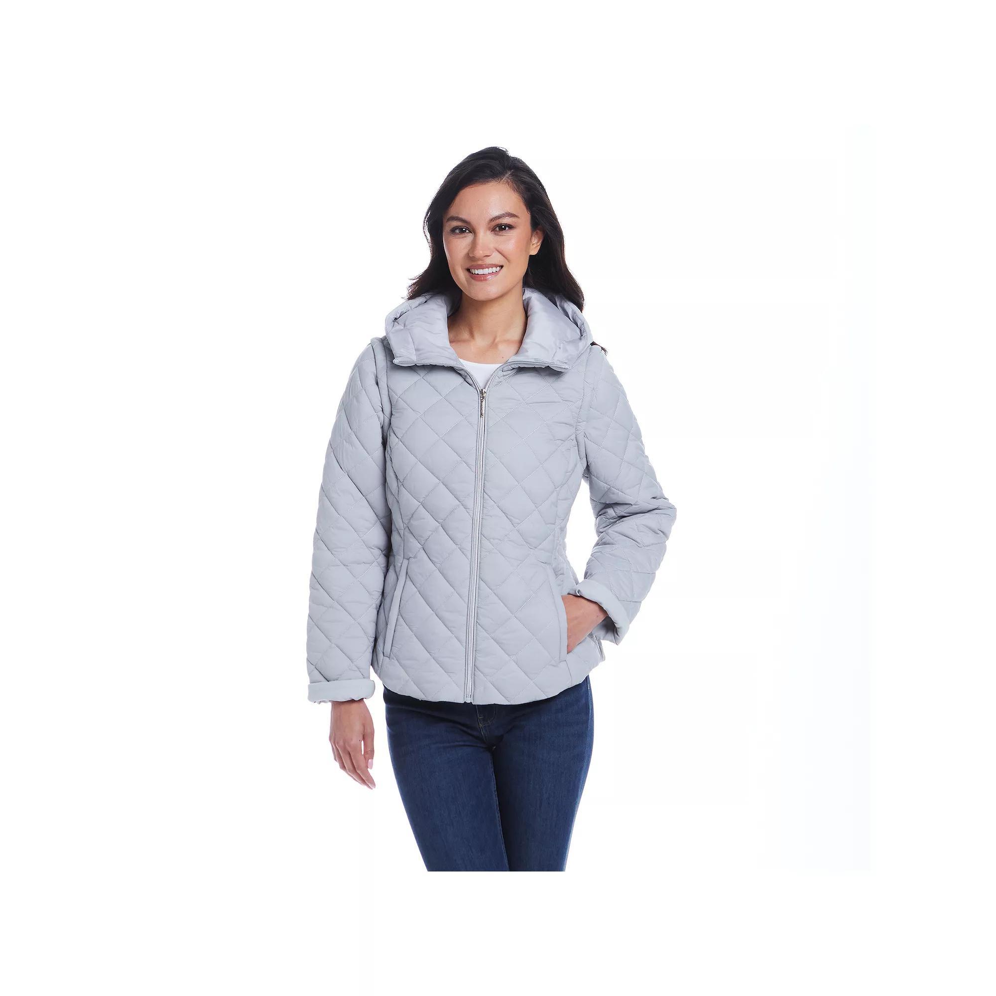Women's Weathercast 2-in-1 Quilted Hooded Jacket with Zip Off Sleeves,  Product Image