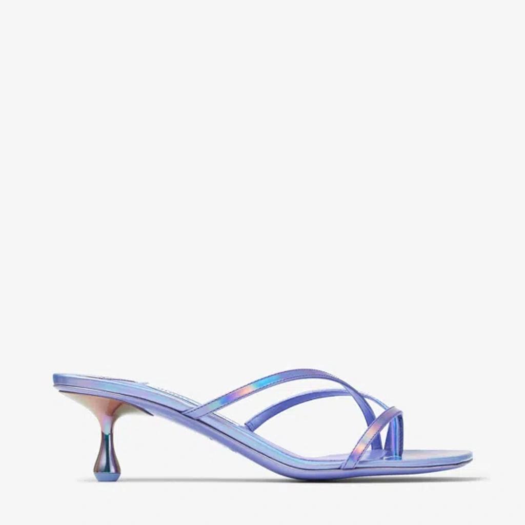 JIMMY CHOO Etana Laminated Leather Sandals In Tanzanite Product Image