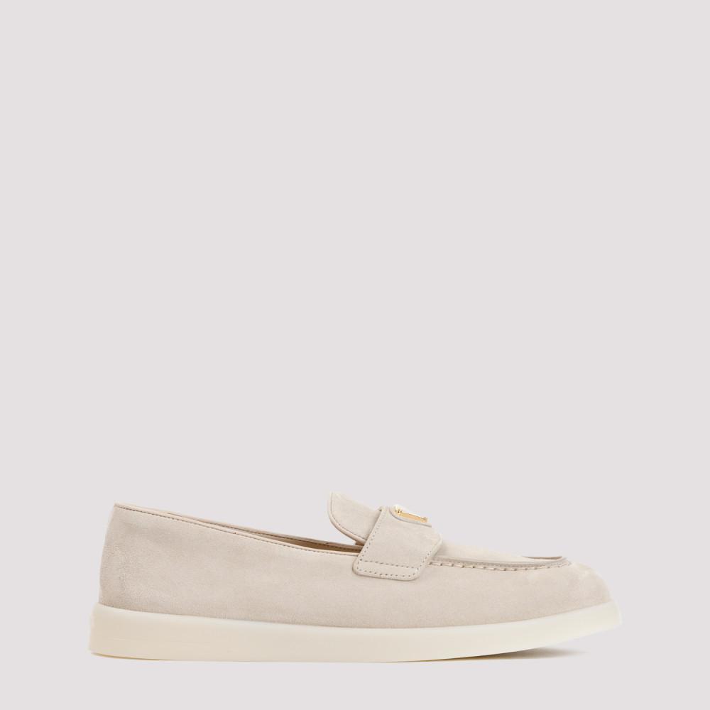 PRADA Women  Suede Calf Leather Loafers In Natural Product Image