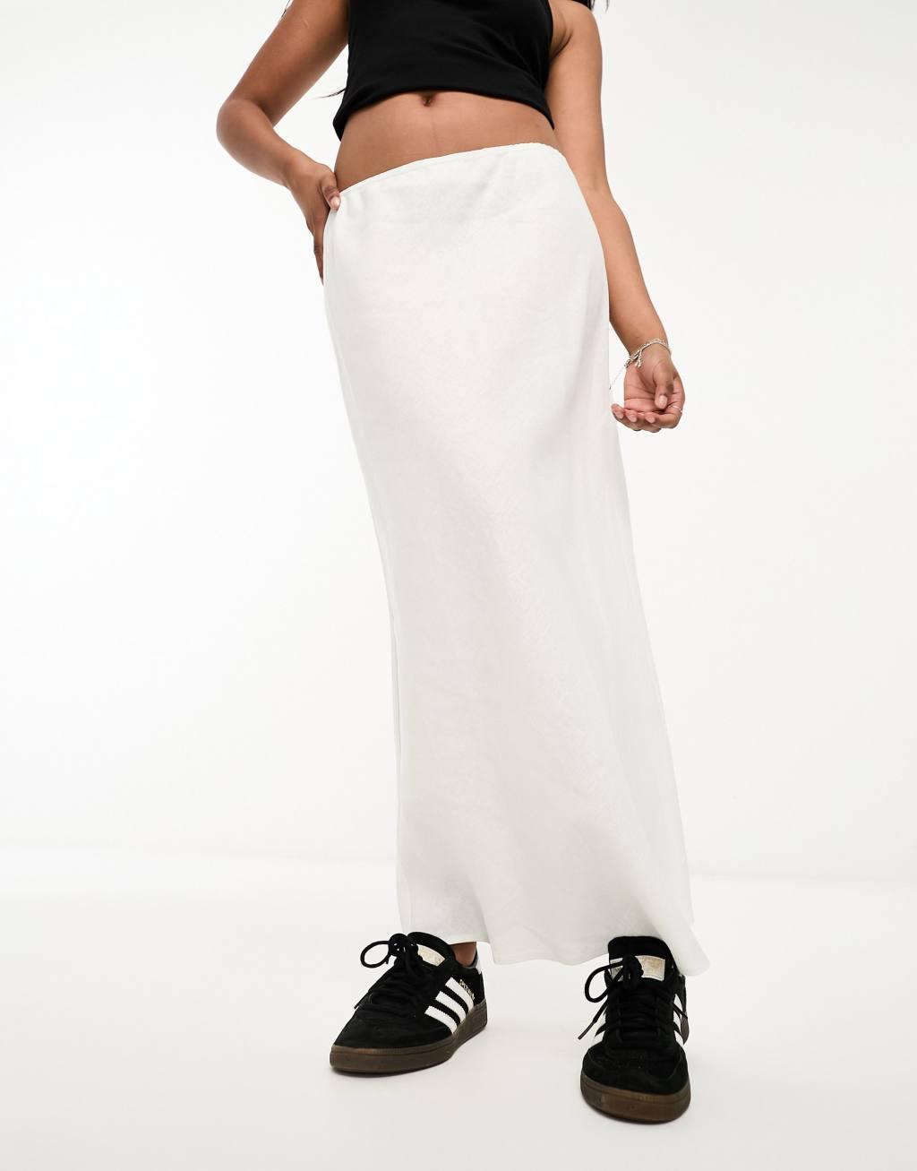 ASOS DESIGN linen bias midi skirt Product Image