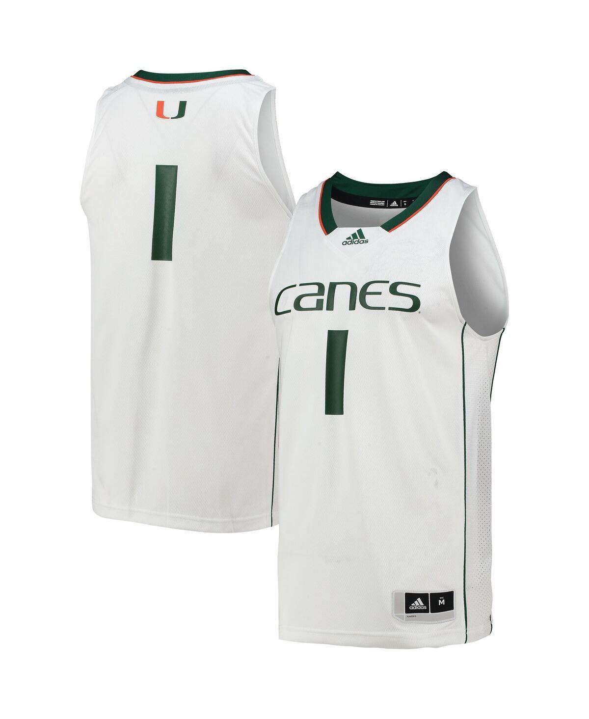 Mens adidas #1 Miami Hurricanes Team Swingman Basketball Jersey Product Image