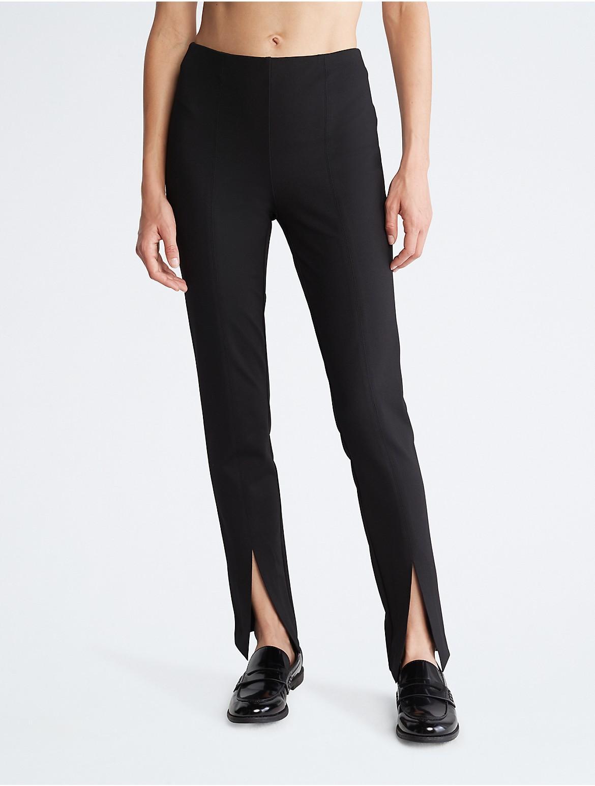 Calvin Klein Womens Open Slit Ponte Skinny Pants - Black - XS Product Image