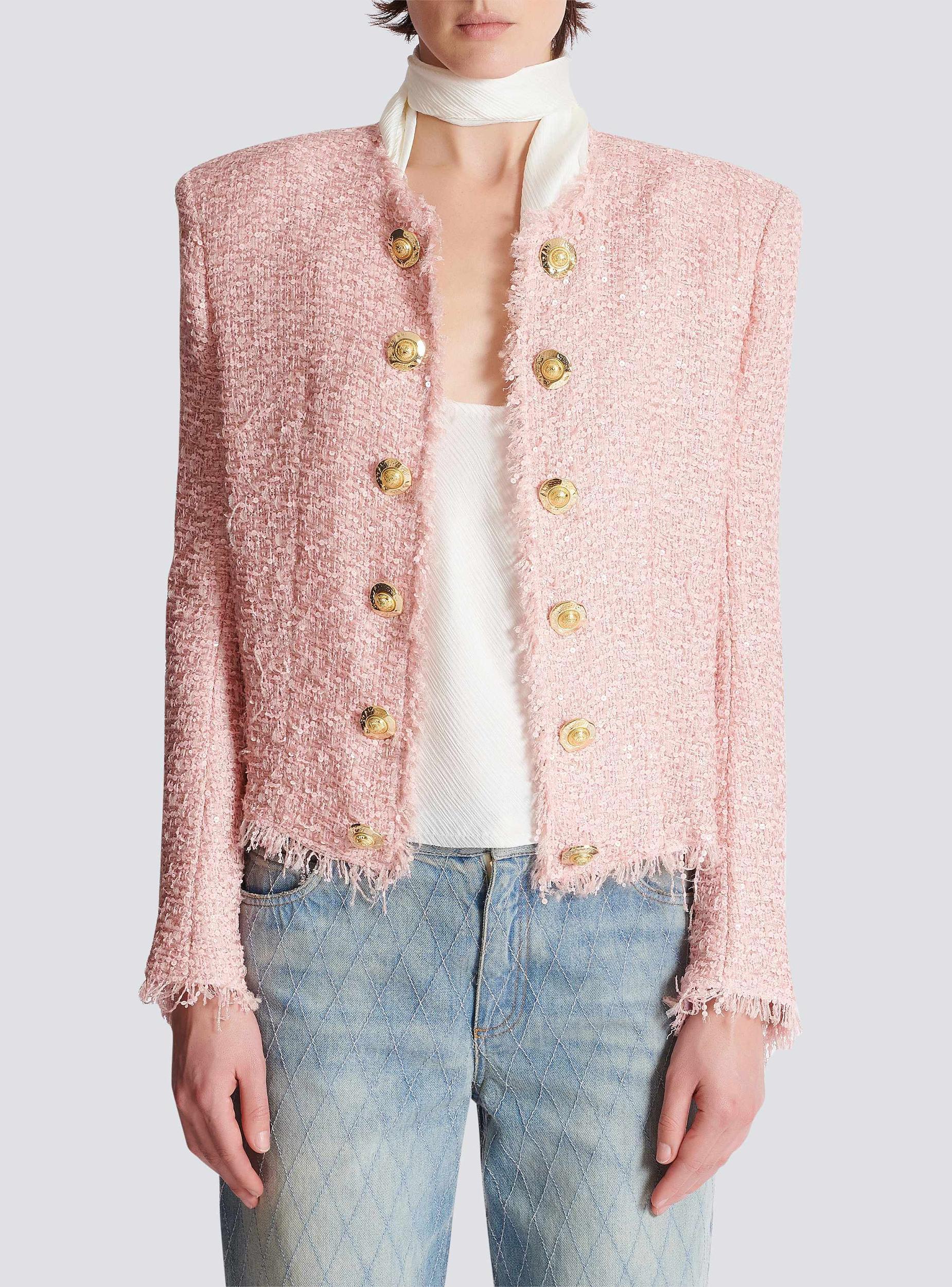 Edge-to-edge sequin tweed jacket Product Image