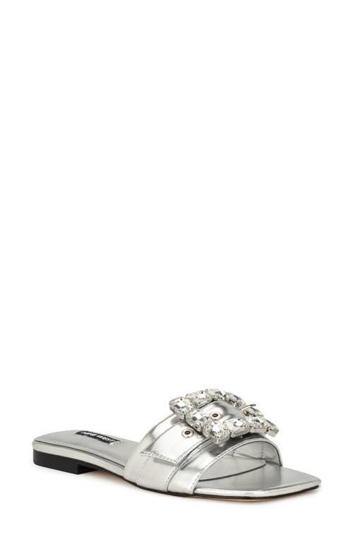 Nine West Matter Slip-on Embellished Womens Flat Sandals Product Image