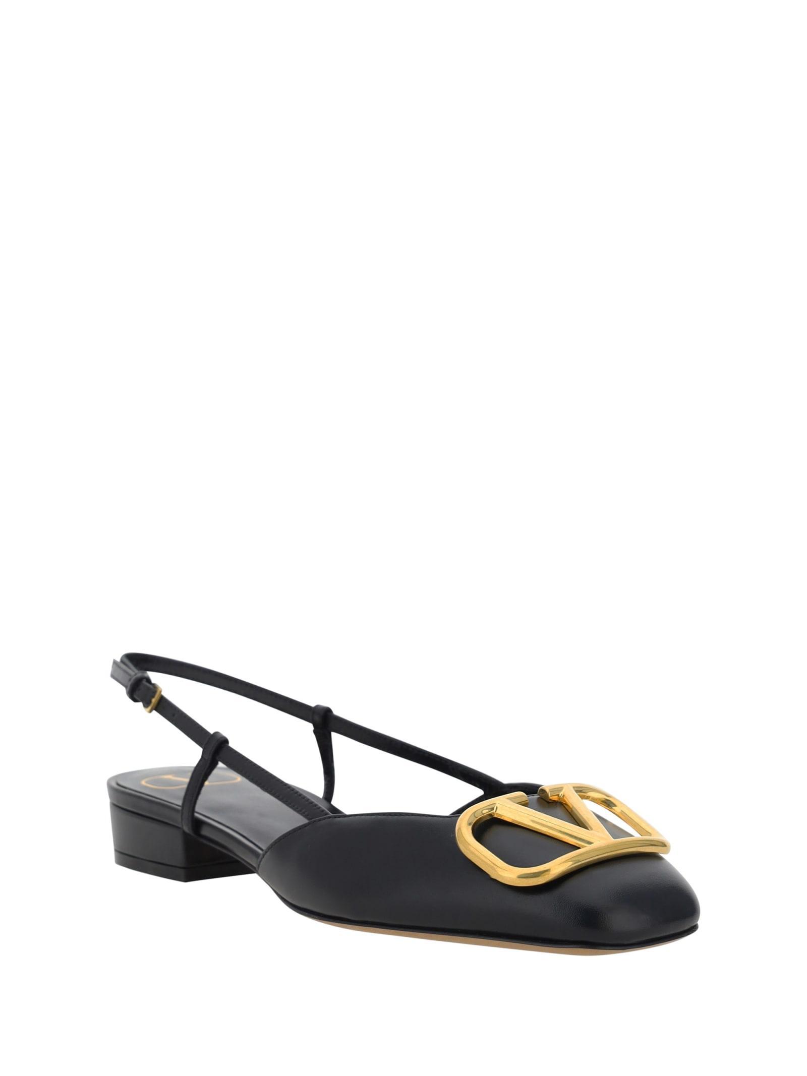 VALENTINO GARAVANI Vlogo 20 Pointed-toe Leather Slingback Courts In Black Product Image