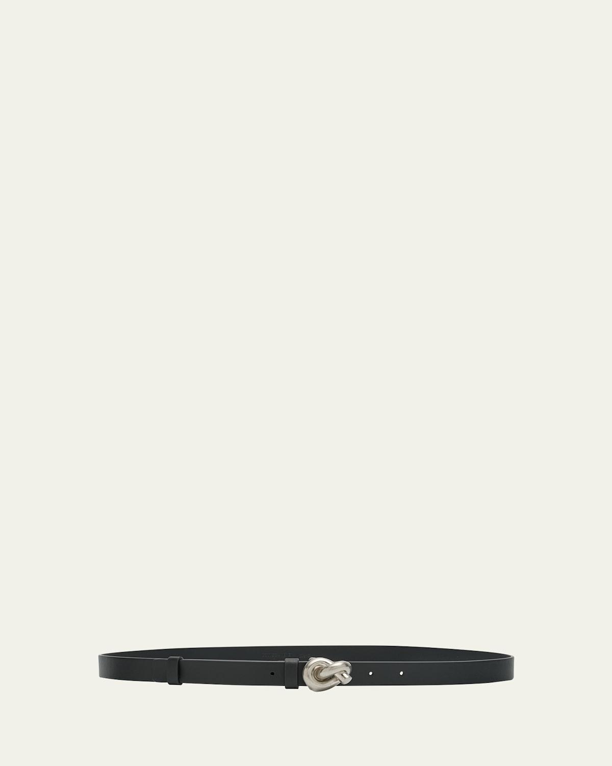 Brass Knot Skinny Leather Belt Product Image