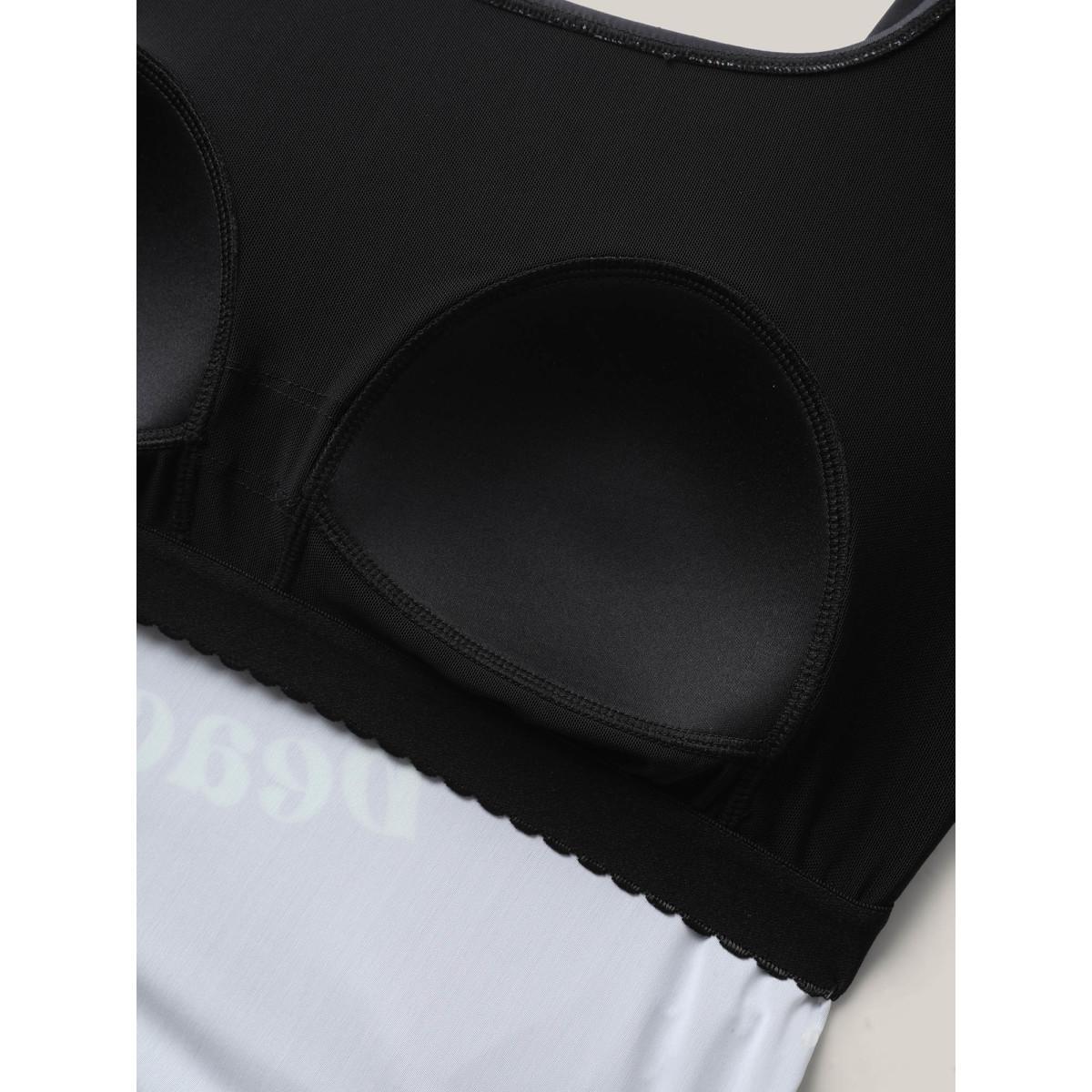 Plus Size Beachy Vibes Drawstring U-Neck Swim Top Women's Swimwear Black Resort Drawstring High stretch Bodycon U-neck Curve Swim Tops BloomChic 28/5X Product Image