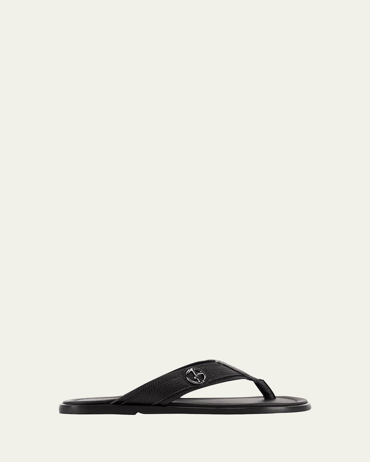 Mens Logo Leather Thong Sandals Product Image