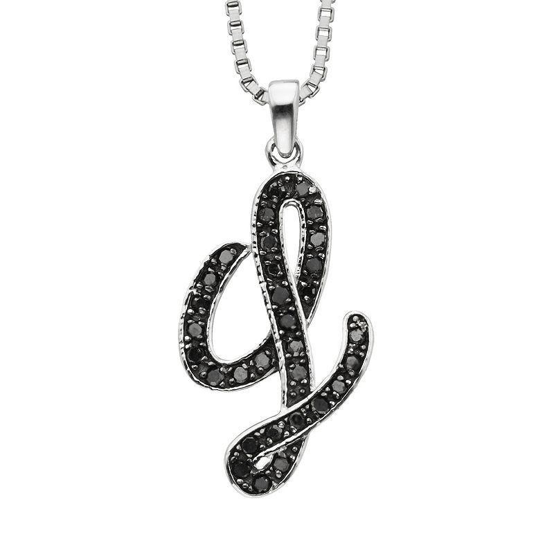 Jewelexcess Sterling Silver 1/4-ct. T.W. Black Diamond Initial Pendant, Womens Product Image