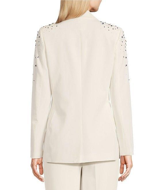 KARL LAGERFELD PARIS Rhinestone Embellished Notch Lapel Two Button Blazer Product Image