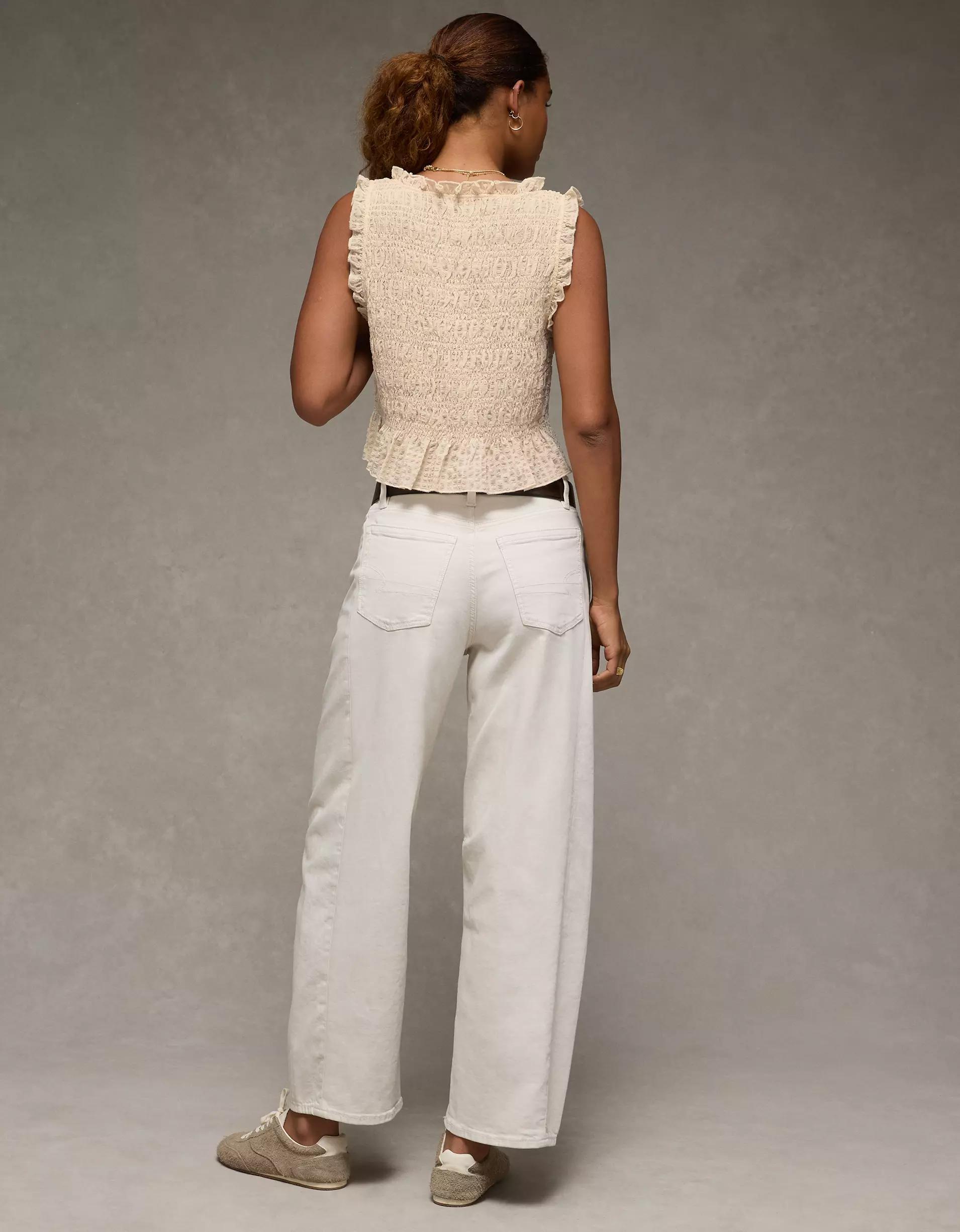 AE Tie-Front Smocked Tank Top Product Image