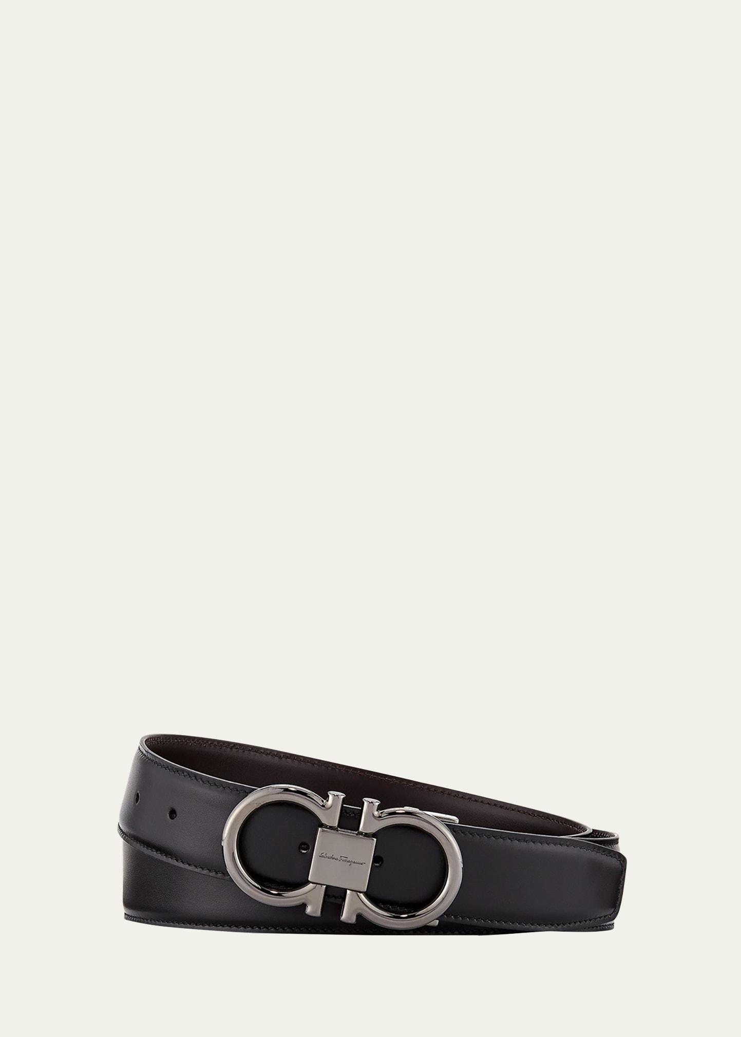 Mens Double-Gancini Reversible Leather Belt Product Image