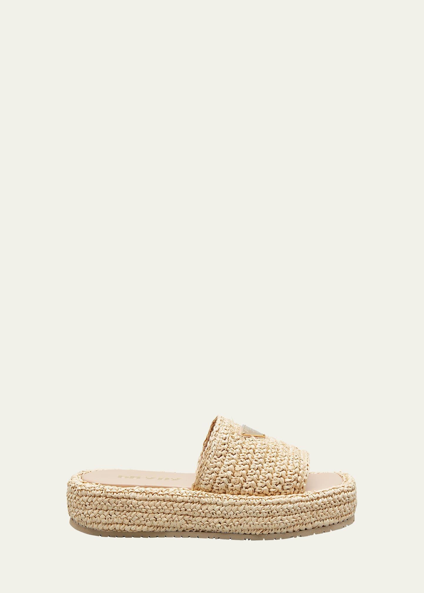 Raffia Single-Band Platform Slides Product Image