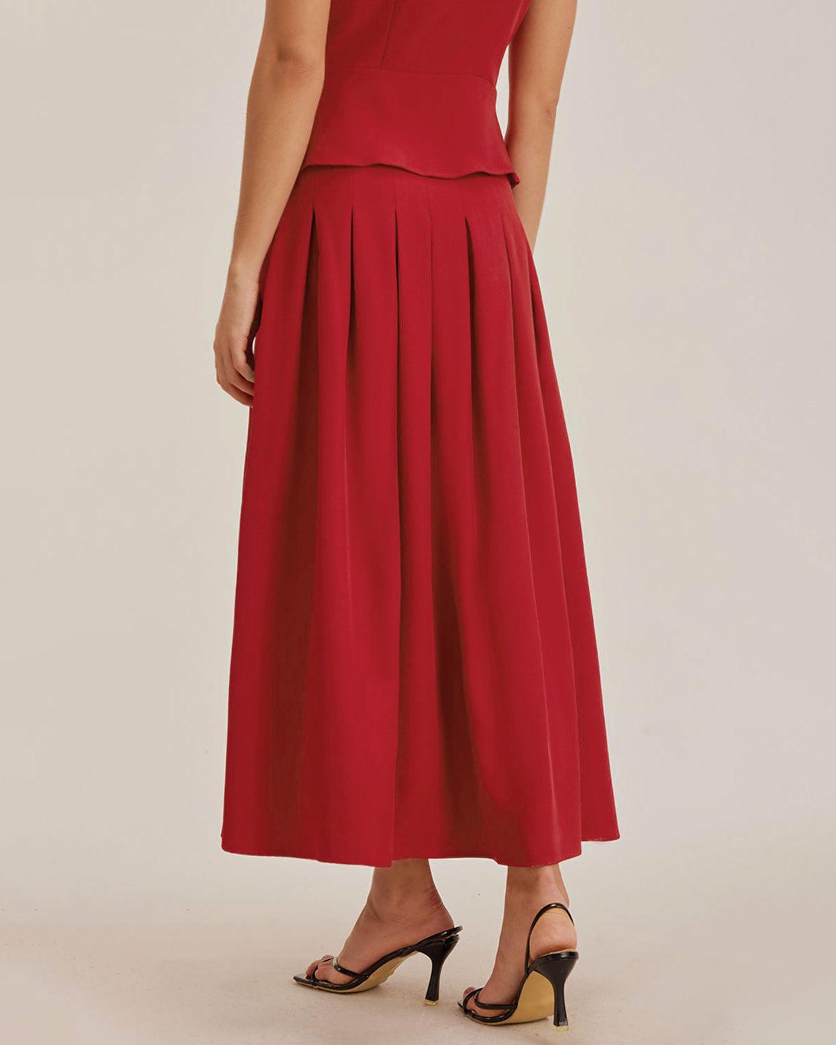 Red Skirt Two Piece Set Product Image