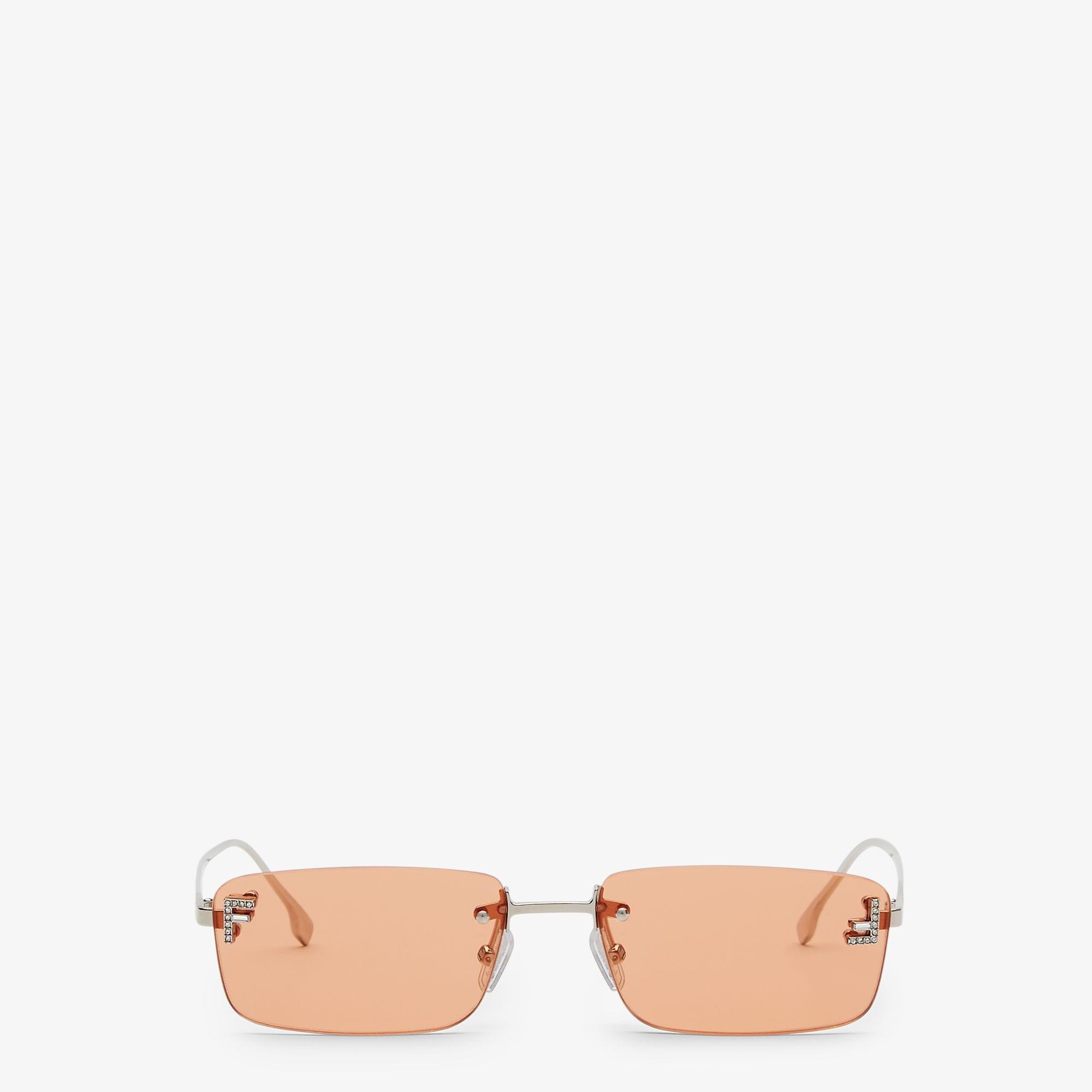 Fendi First CrystalPalladium-colored sunglasses with orange lenses Product Image