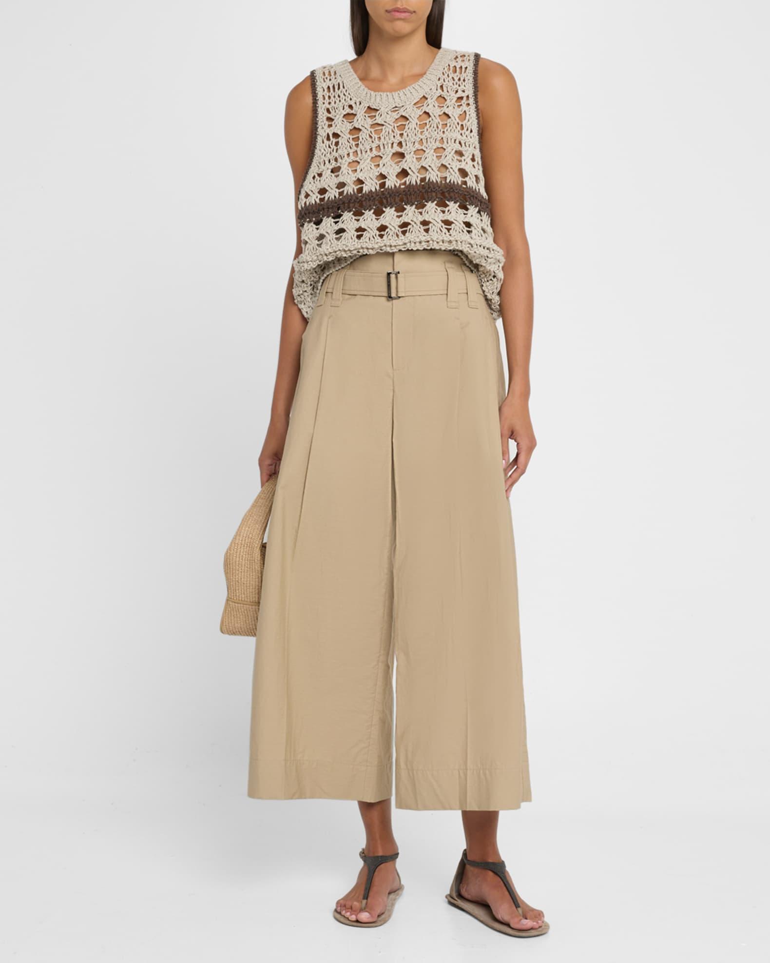 Contrast Stripe Open Knit Tank Top Product Image