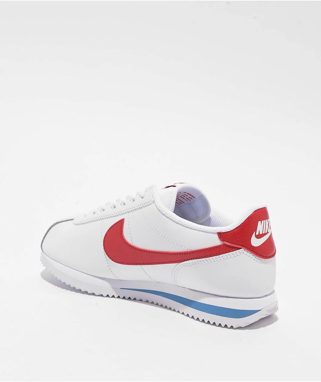 Nike Women's Cortez White, Varsity Red, & Varsity Blue Shoes Product Image