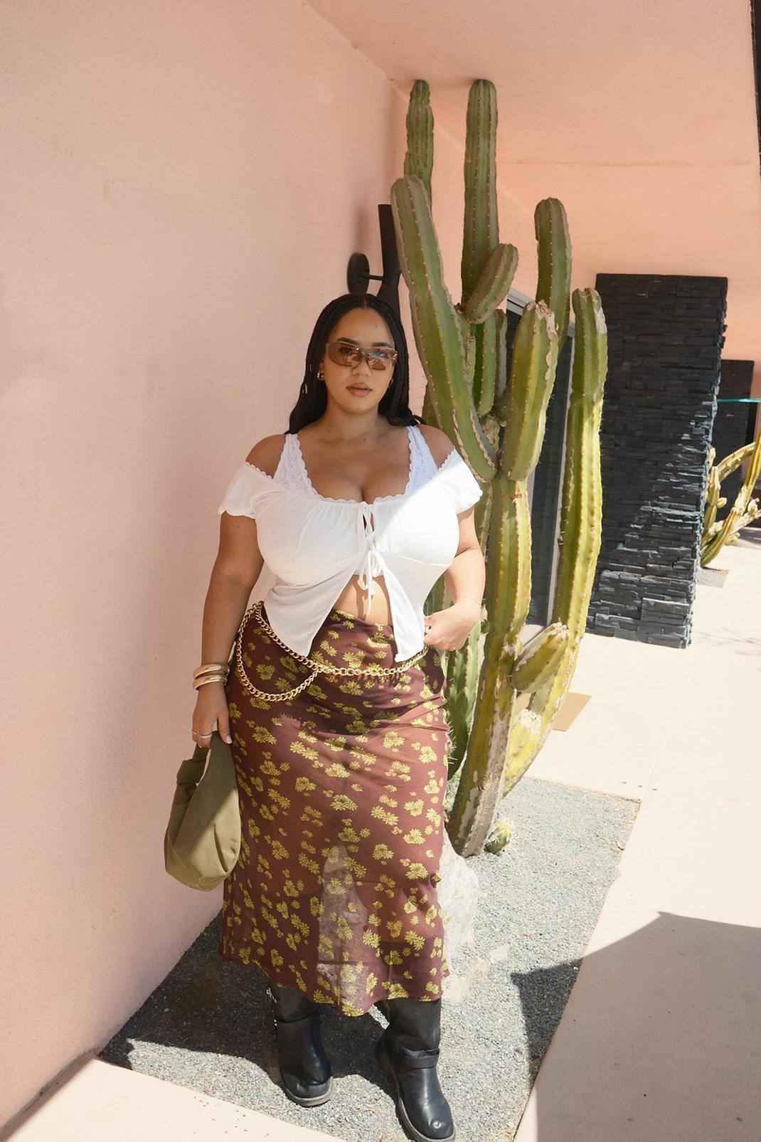 Ditsy Crinkle Chiffon Bias Maxi Skirt Product Image