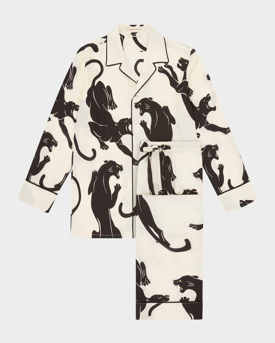 Yves Panther-Print Silk Pajama Set Product Image