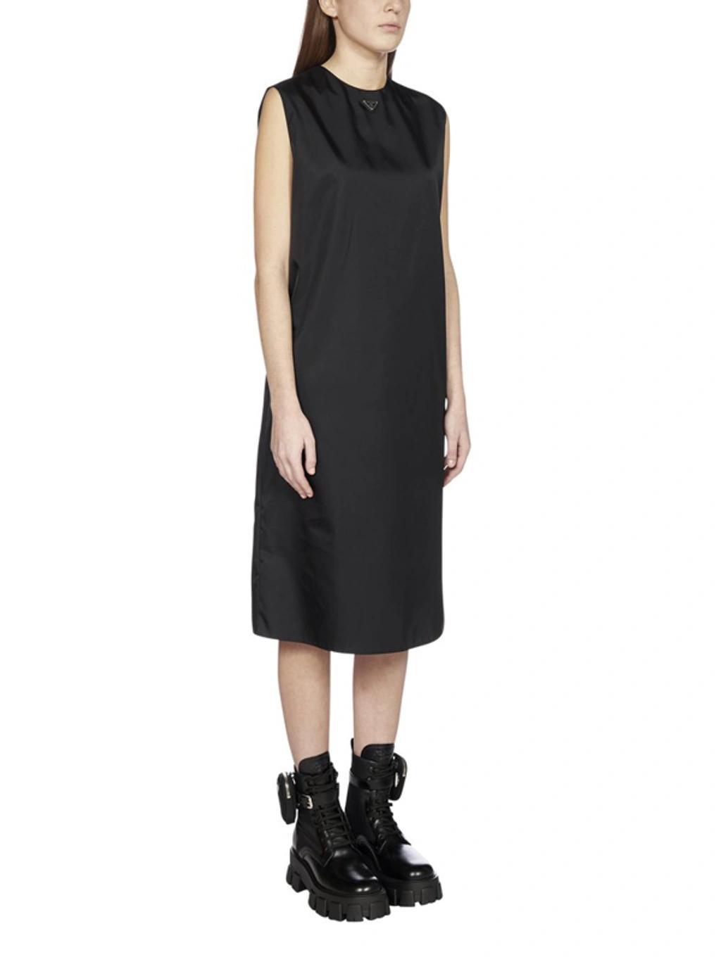 Logo-detailed Gabardine Midi Dress In Black Product Image