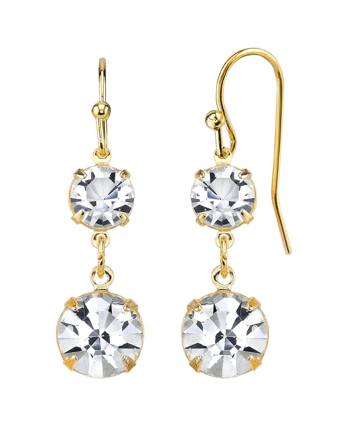 1928 Crystal Gold Tone Drop Earrings, Womens Product Image