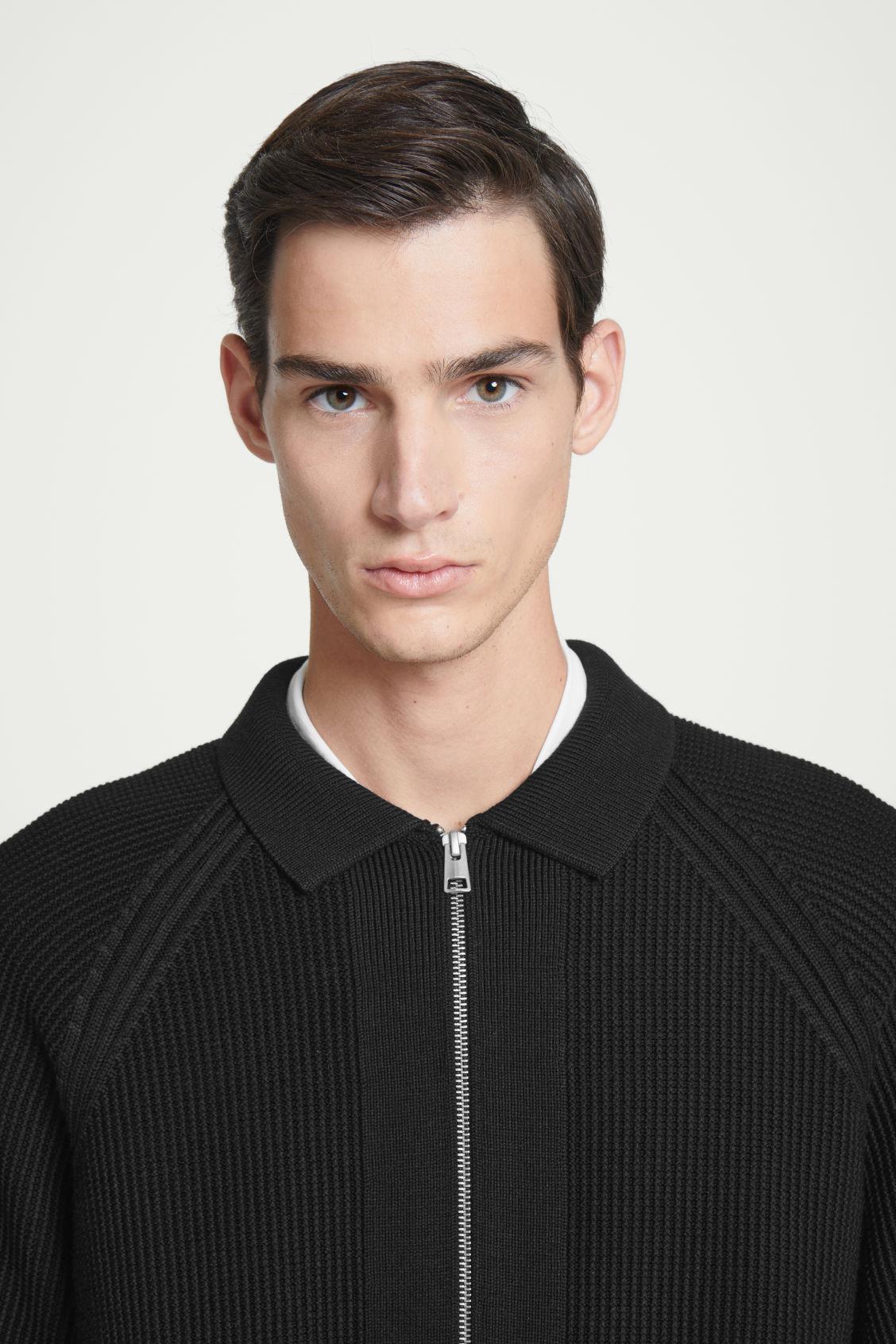 WAFFLE-KNIT MERINO WOOL BOMBER JACKET Product Image