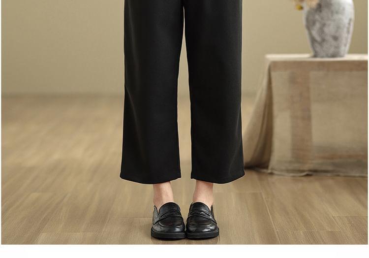 High Waist Asymmetrical Straight Leg Slacks Product Image