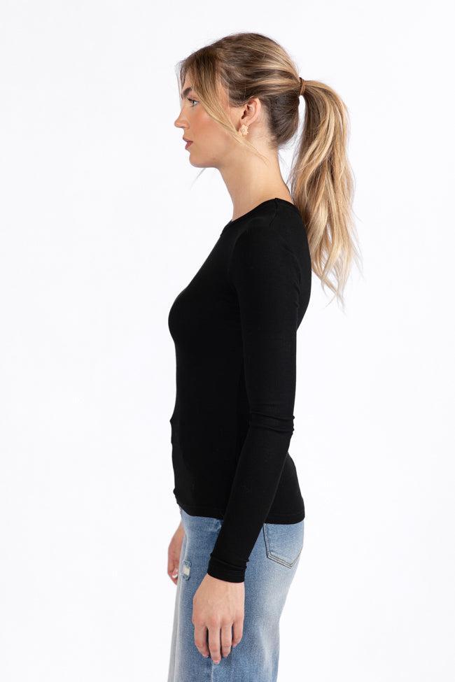 Make Your Choice Black Ribbed Long Sleeve Tee FINAL SALE Product Image