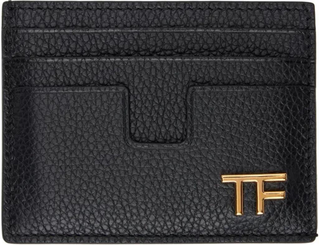 TOM FORD Black Grain Leather Card Holder Product Image