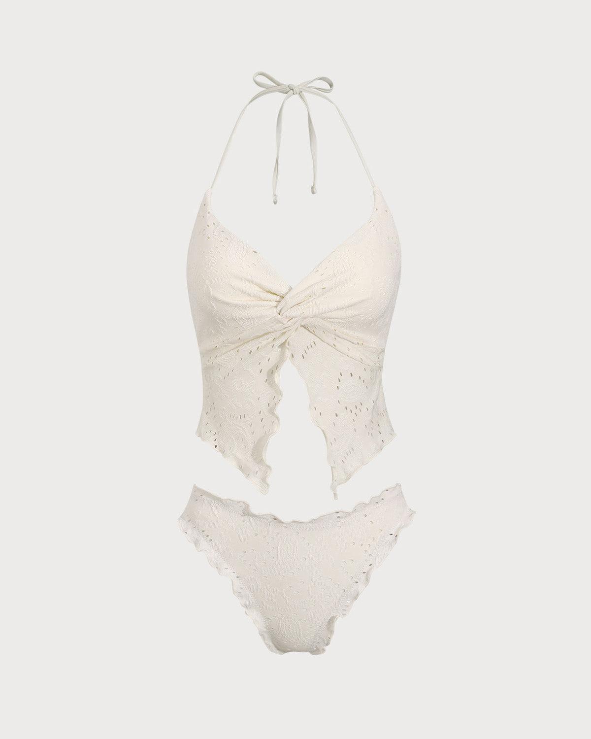 White Twist Tankini Swimsuit Product Image