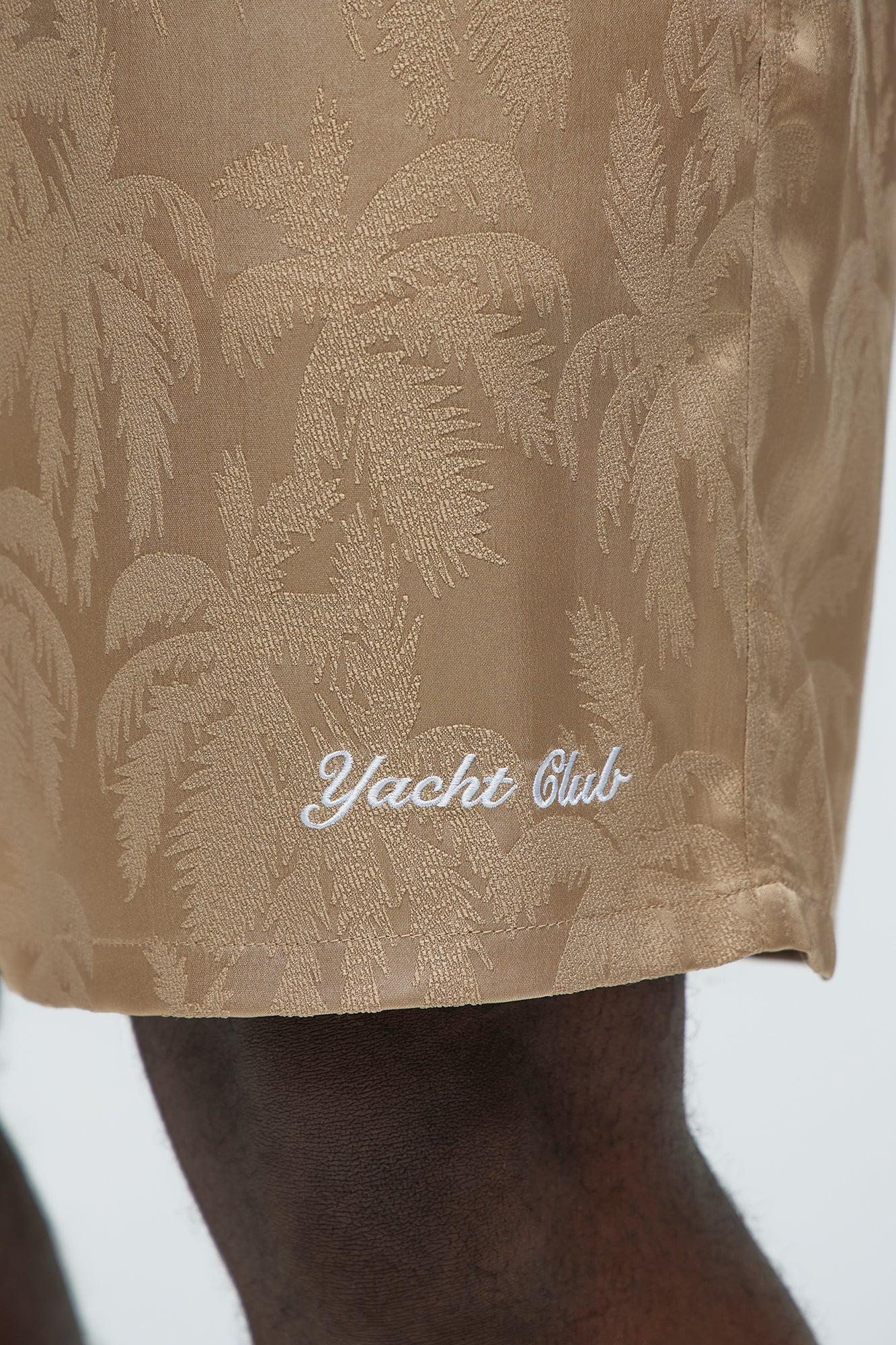 Palm Trees Jacquard Relaxed Shorts - Brown Product Image