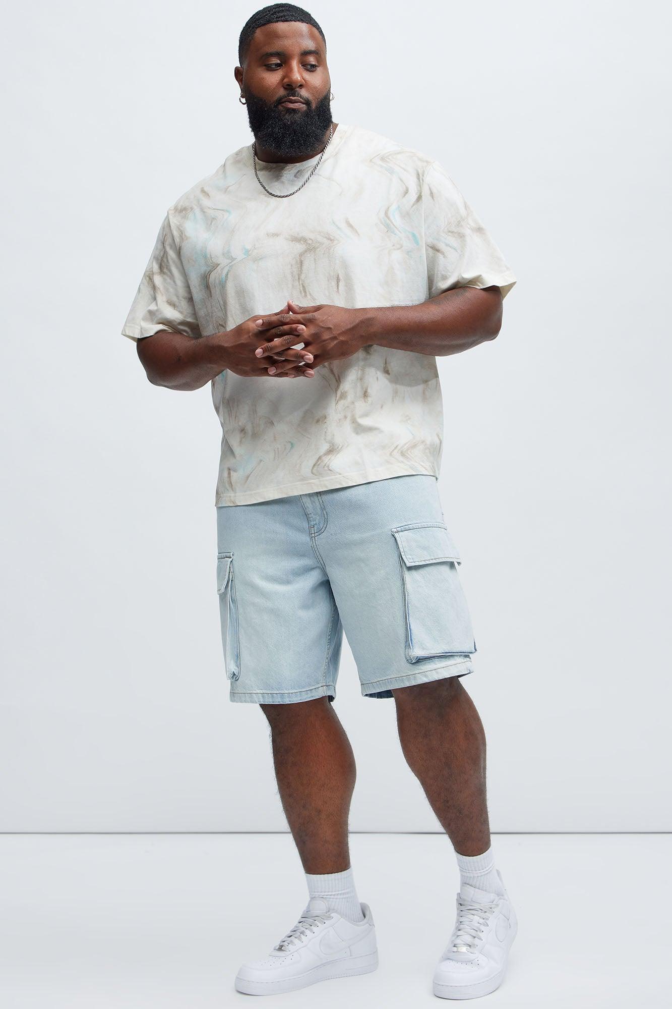 Marble Print Relaxed Tee - Off  White/combo Product Image