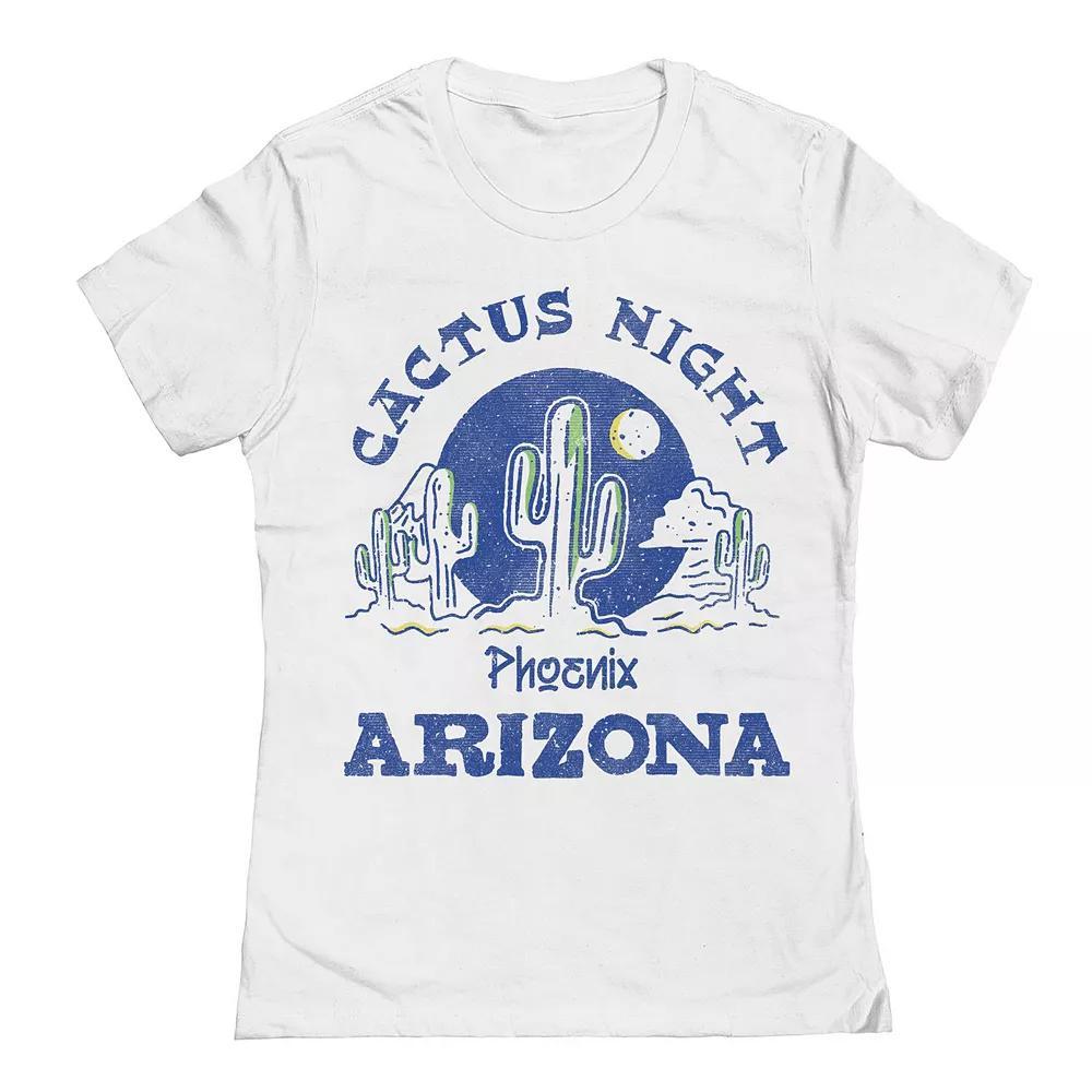 Junior's Cactus Night Arizona Womens Graphic Tee, Girl's, Size: XXL, White Product Image