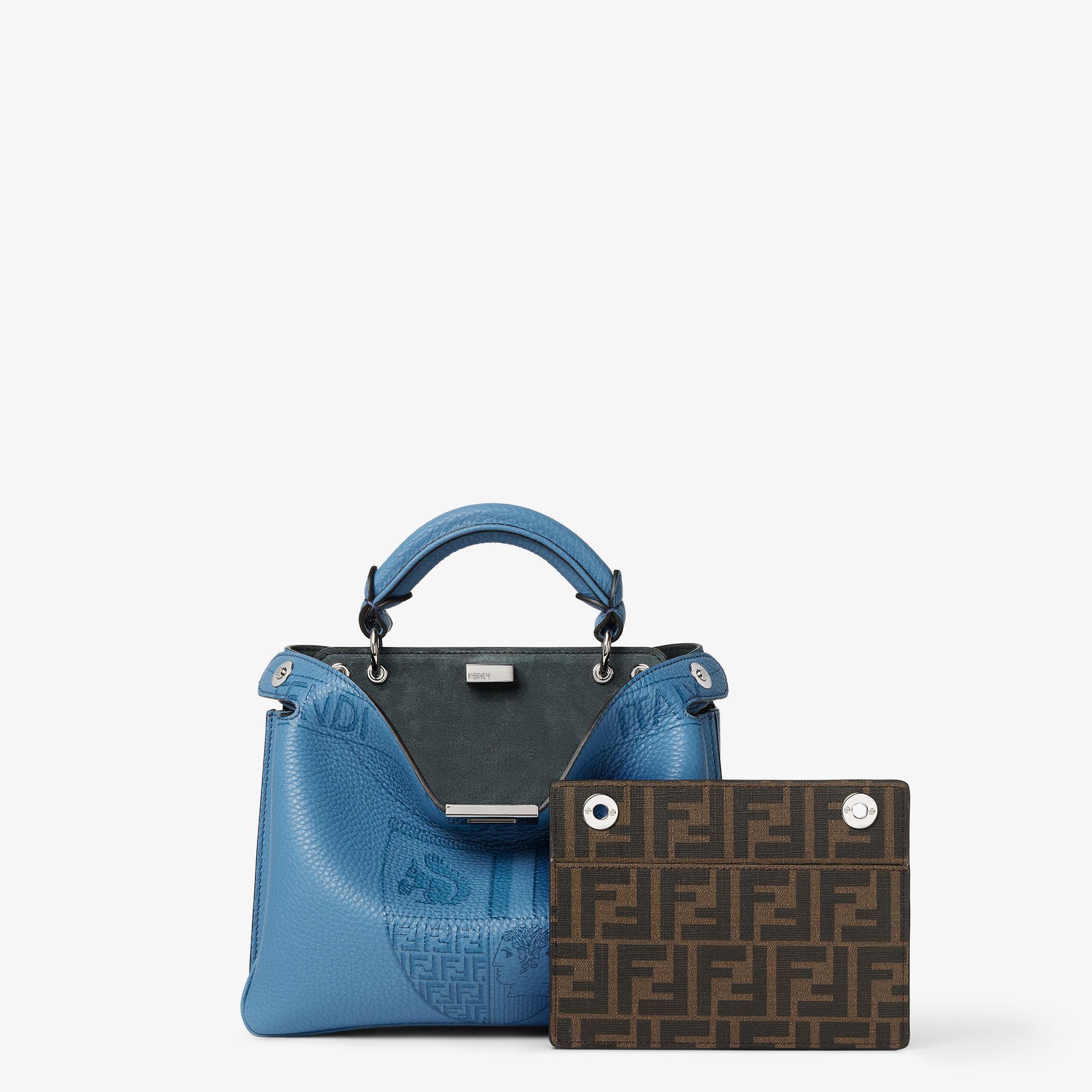 Peekaboo Soft SmallBlue leather bag with monochrome print Product Image