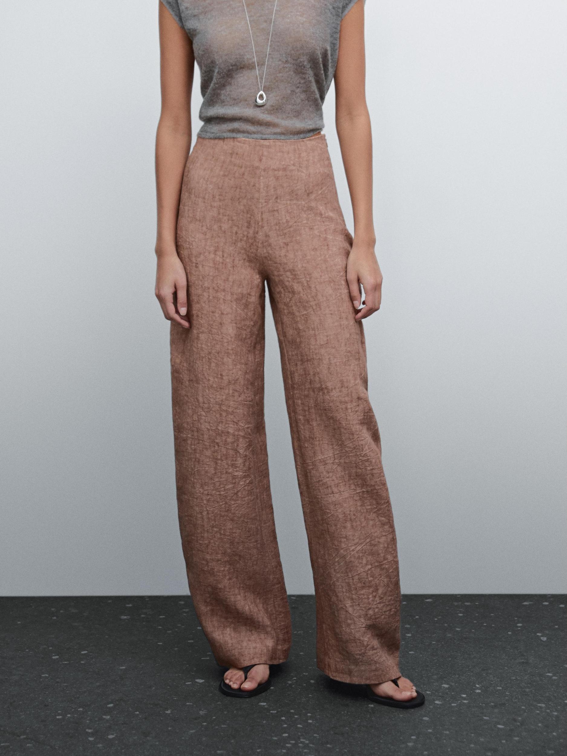 Flowing 100% linen trousers Product Image