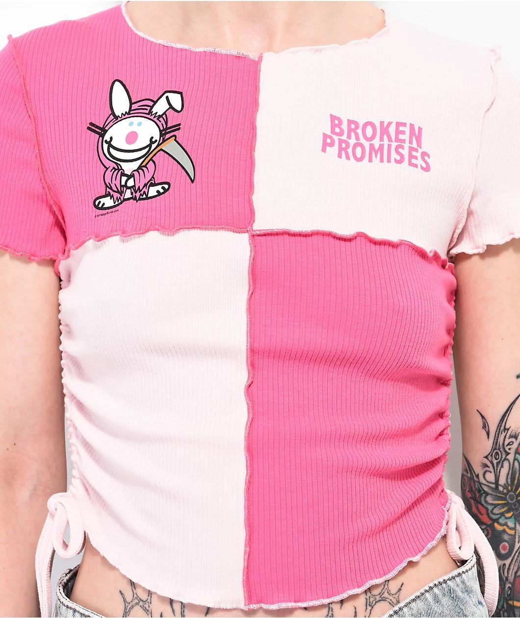 Broken Promises x Happy Bunny Reaper Colorblock Crop Top Product Image