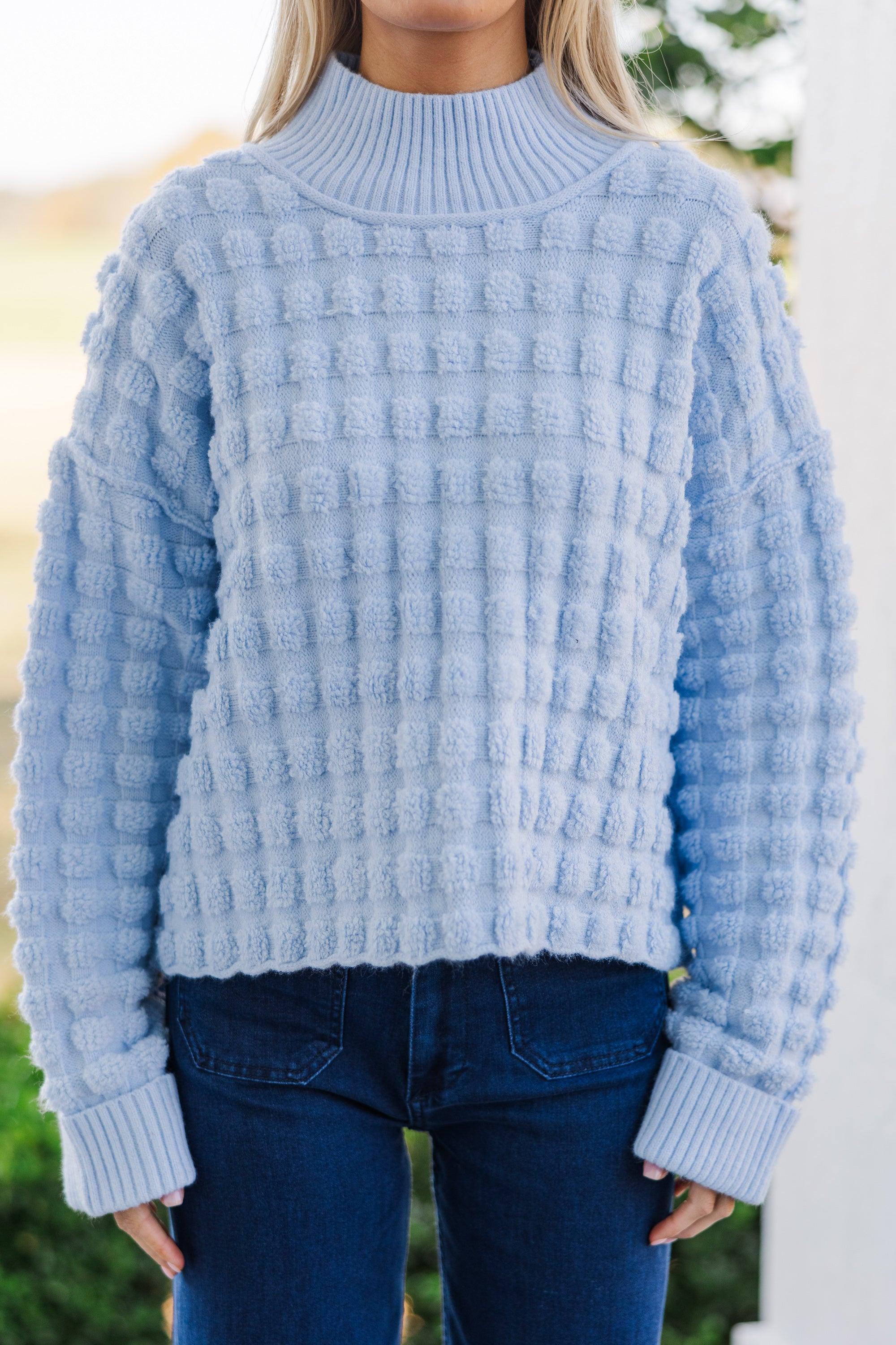 Put It All Together Light Blue Textured Sweater Female Product Image