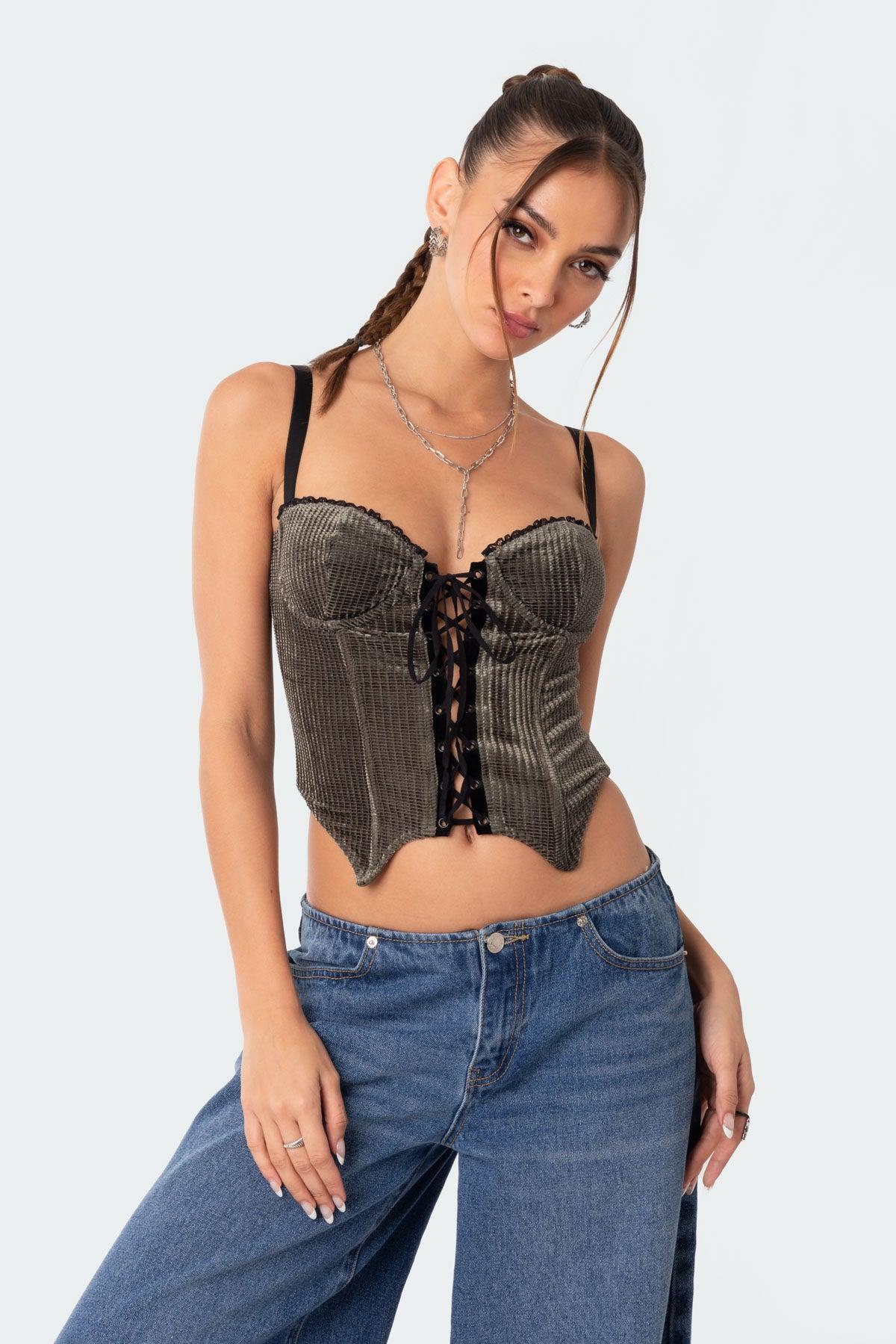 Lacey Cupped Velvet Corset Product Image