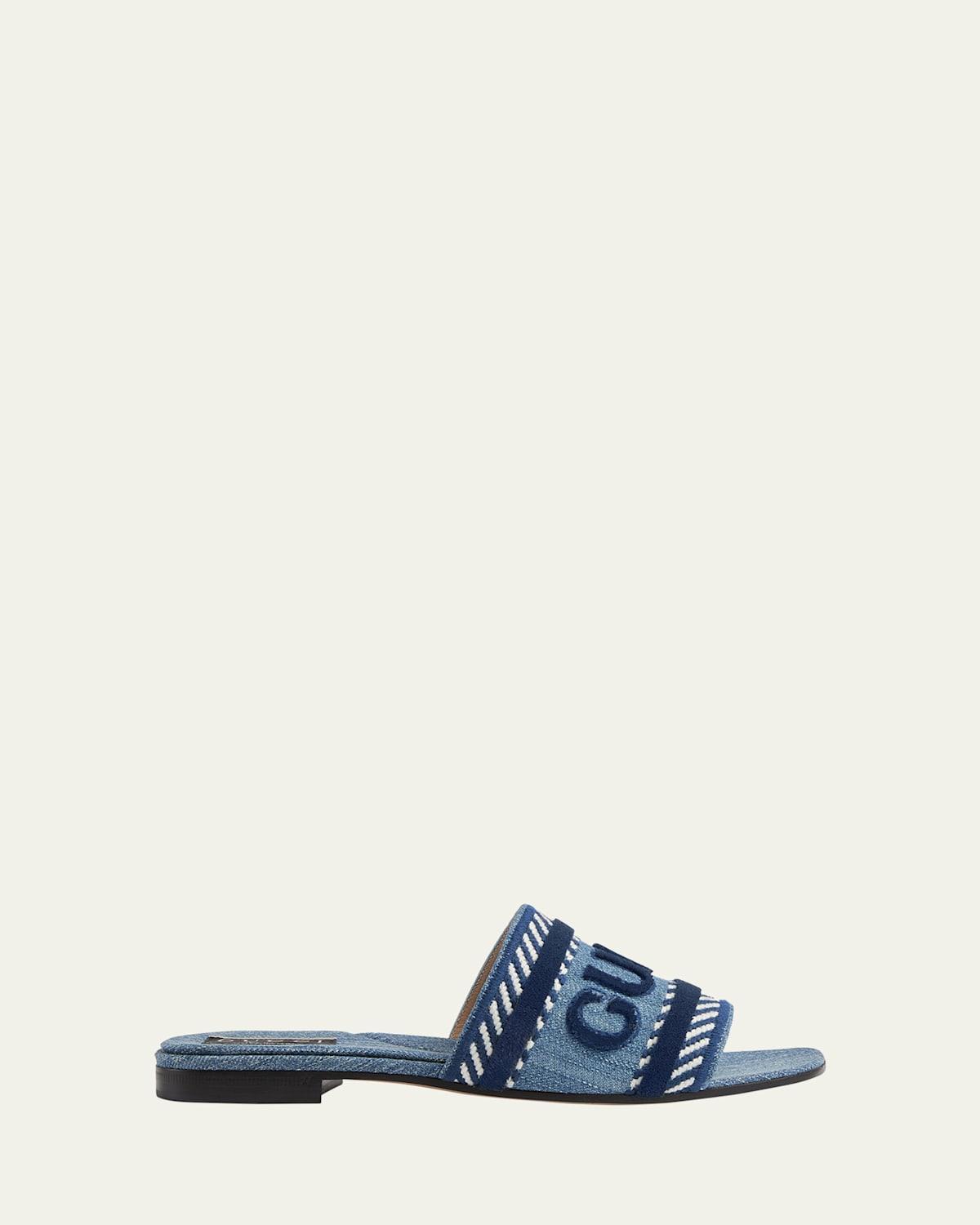 Jane Logo Denim Slide Sandals Product Image