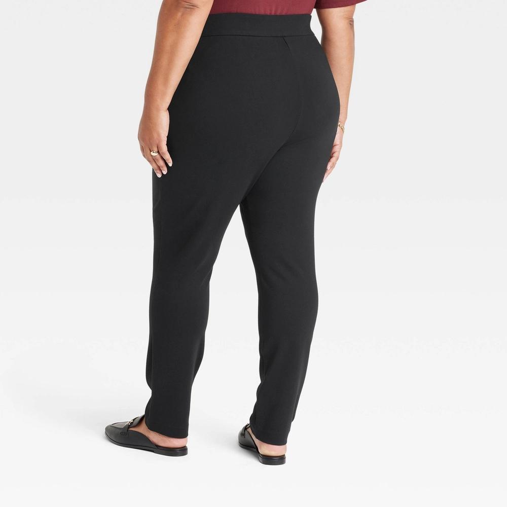 Womens High-Waisted Ponte Pull-On Pants - Ava & Viv Black Product Image