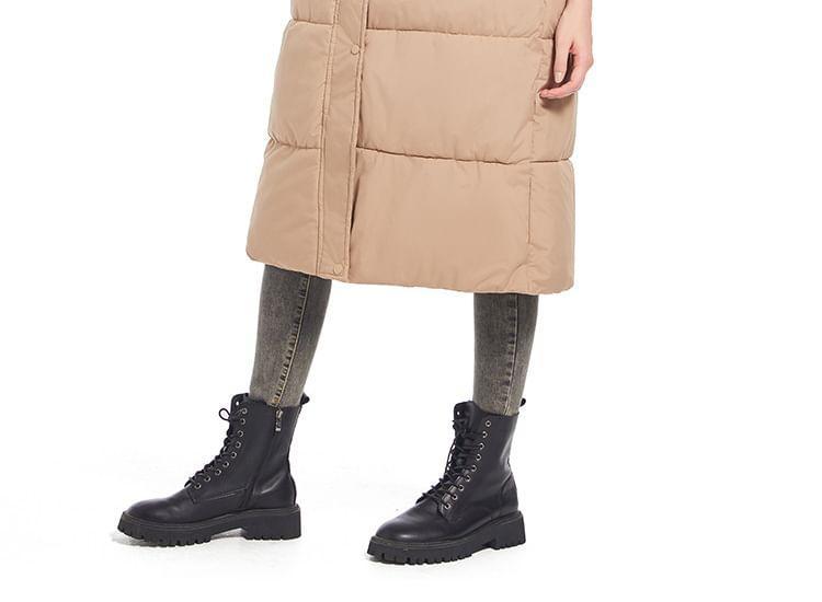 Hooded Zip-Up Plain Long Vest Product Image