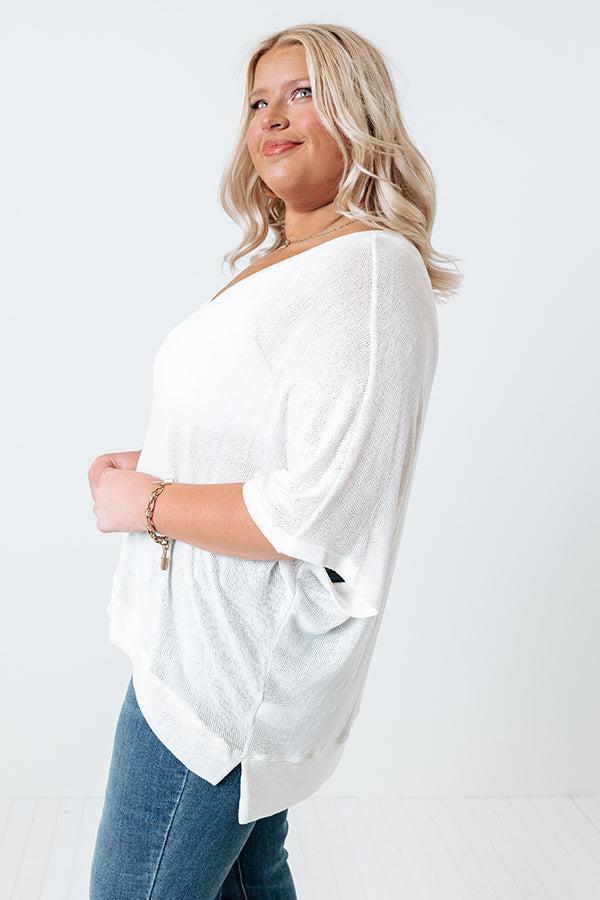 Sweet Daybreak Knit Shift Top In Ivory Curves Product Image