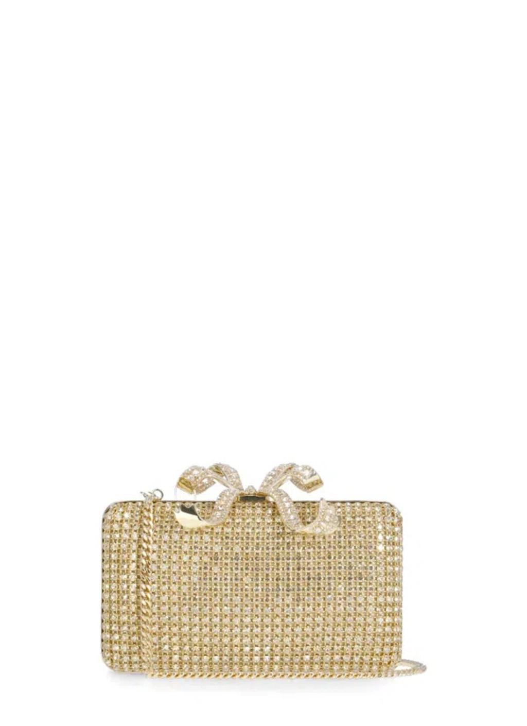 SELF-PORTRAIT Crystal Box Clutch Bag In Golden Product Image