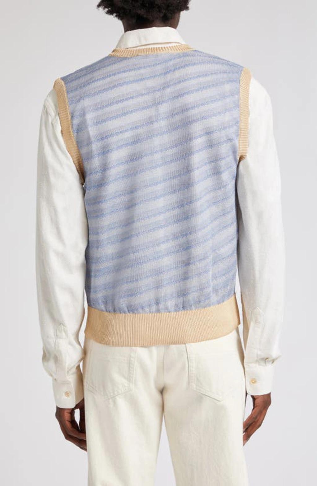 OUR LEGACY Static Stripes Knitted Vest Blue Product Image