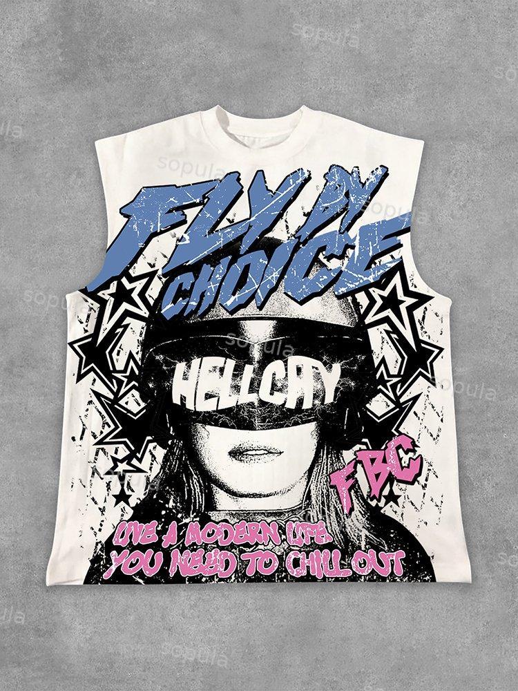 Fly By Choice Graphic Print Cotton Tank Top Product Image